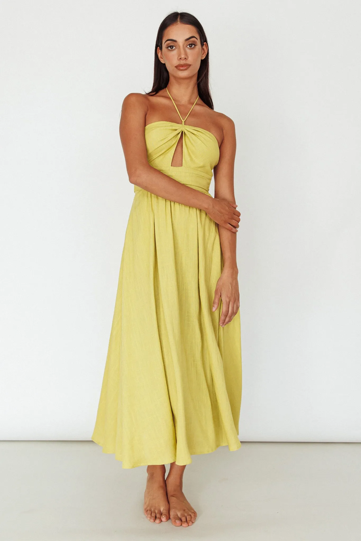 Maravilhosa Keyhole Halter Midi Dress Lime sold by Selfie Leslie