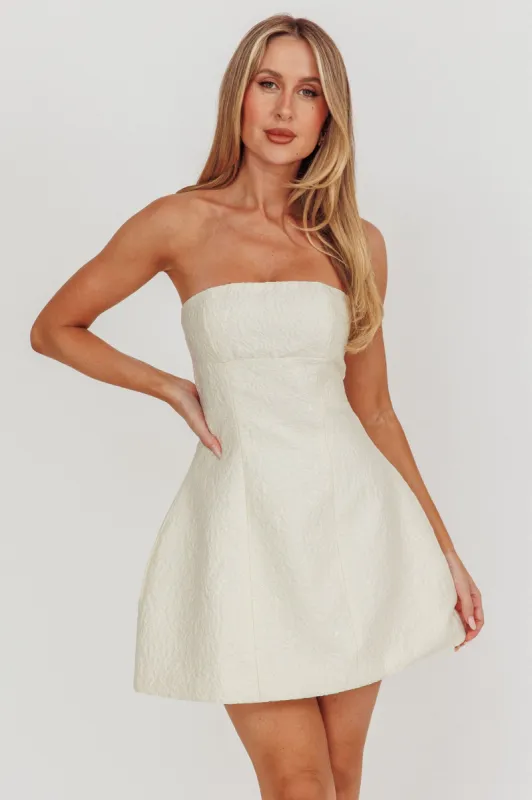 Melodic Strapless Mini Dress Cream sold by Selfie Leslie
