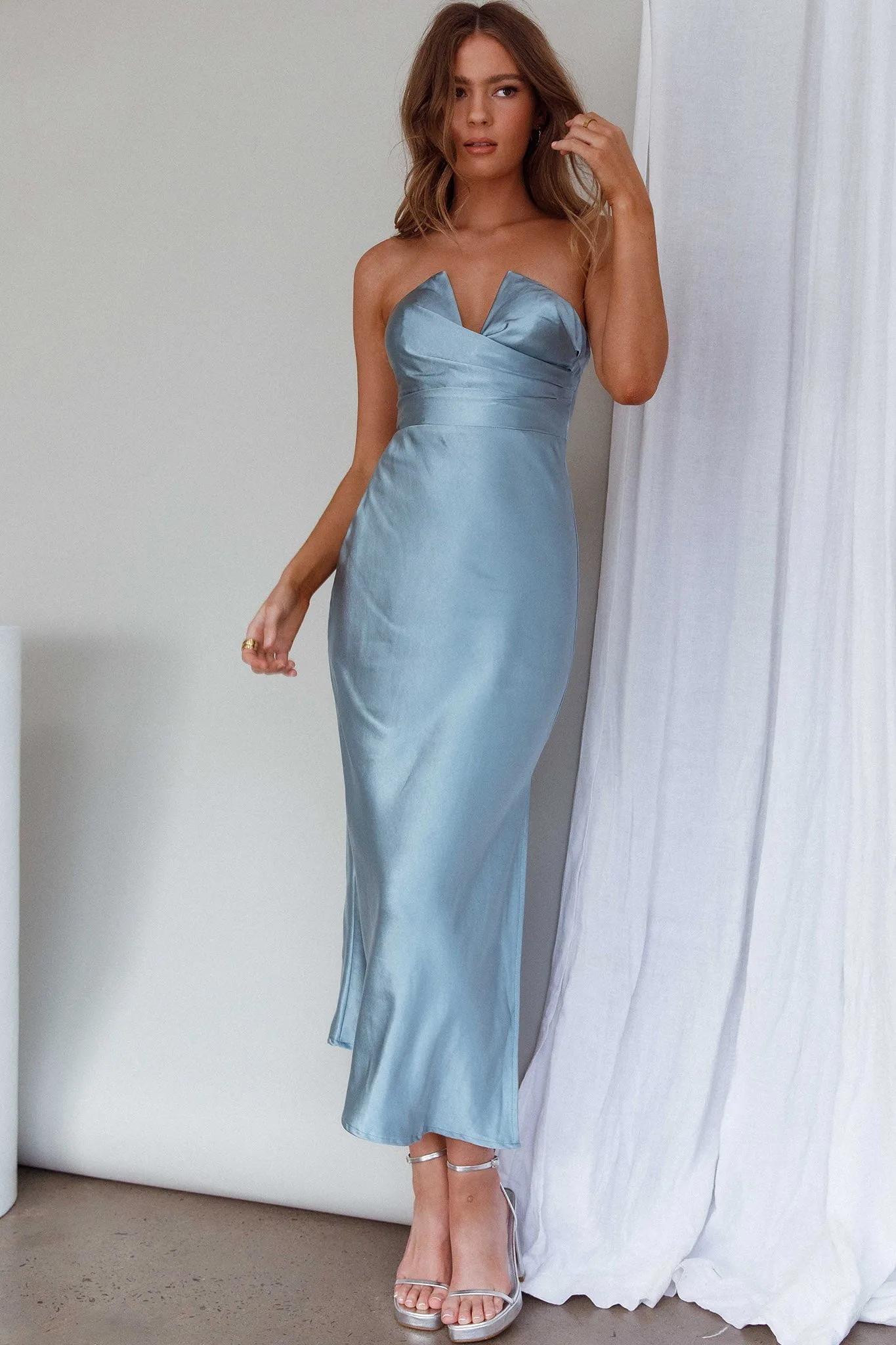 Ma Jolie Strapless Midi Dress Blue sold by Selfie Leslie product image thumbnail 3