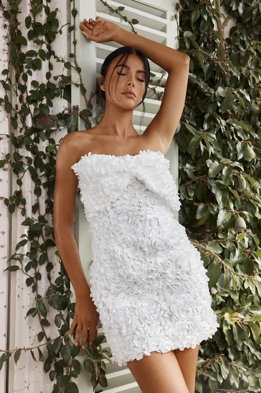 Ma Cherie Bow Bust Embellished Mini Dress White sold by Selfie Leslie