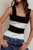 Lisa Striped Knit Tank Top Black White sold by Selfie Leslie