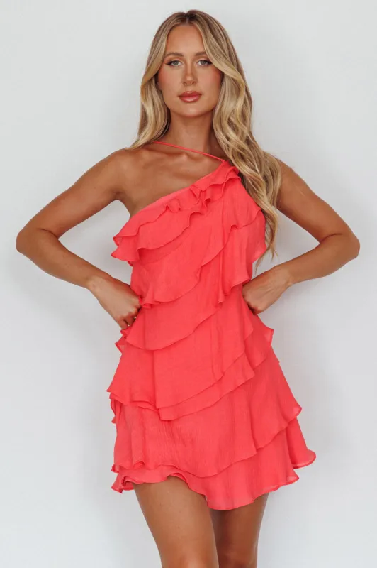 Arrabel Tiered Ruffle Mini Dress Watermelon sold by Selfie Leslie