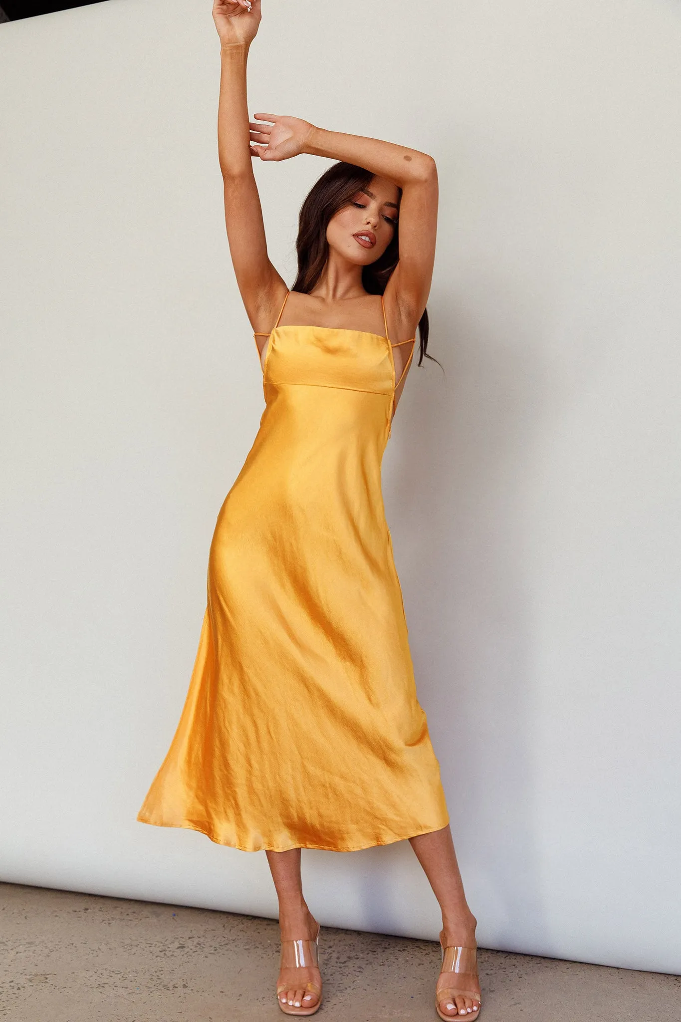 Dolce Life Low Back Midi Dress Orange sold by Selfie Leslie product image thumbnail 3