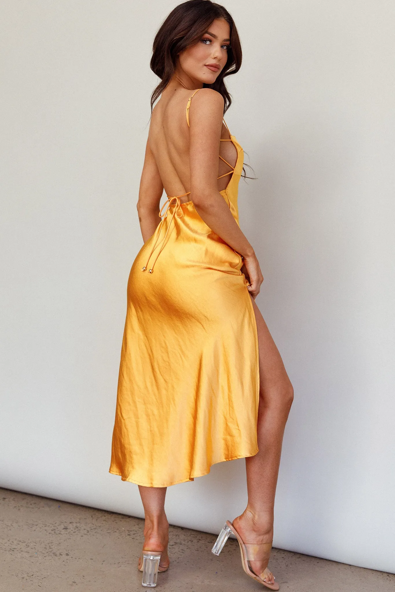 Dolce Life Low Back Midi Dress Orange sold by Selfie Leslie product image thumbnail 2