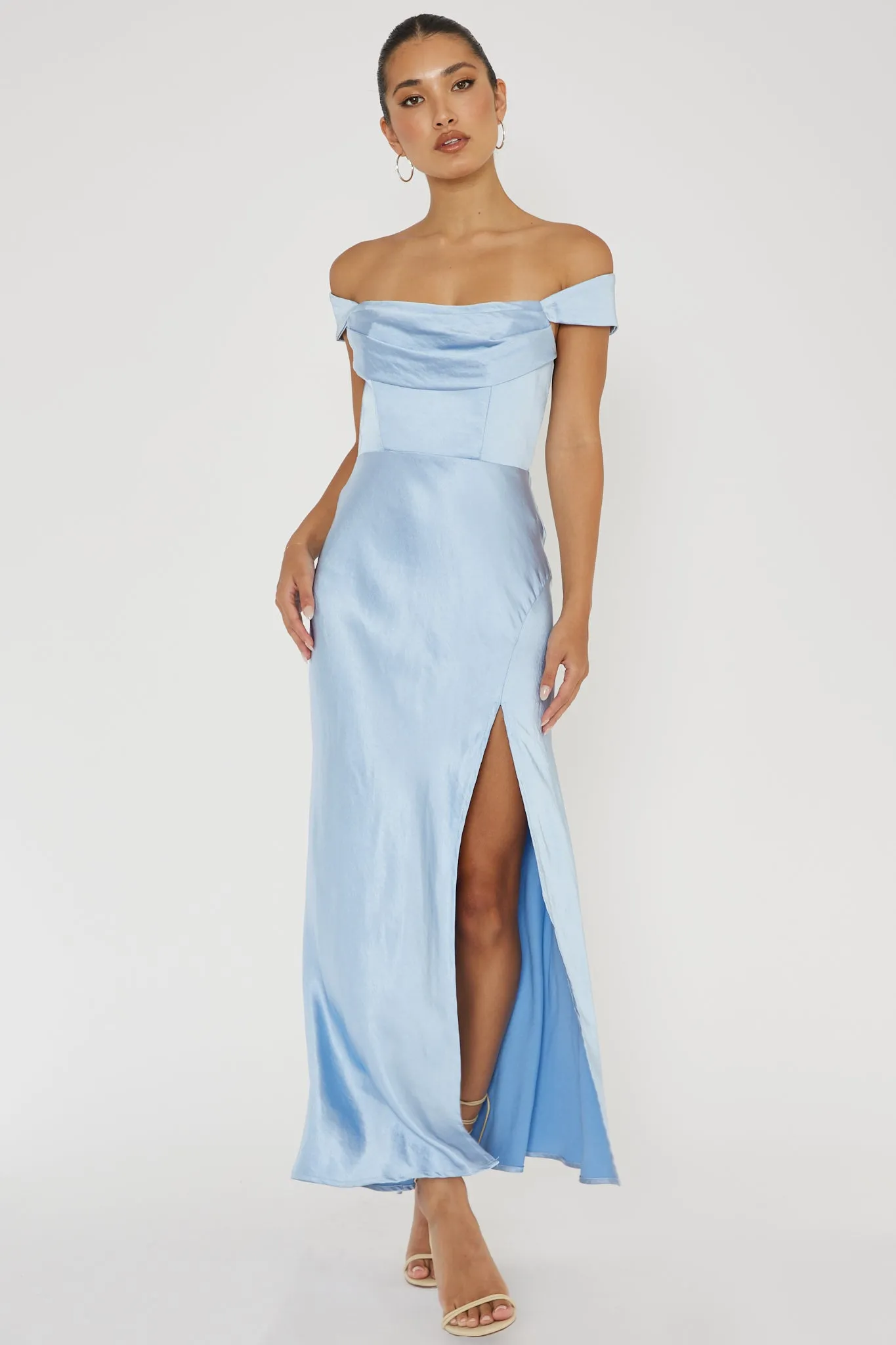 Lucinda Off-Shoulder V-Back Dress Blue sold by Selfie Leslie product image thumbnail 2