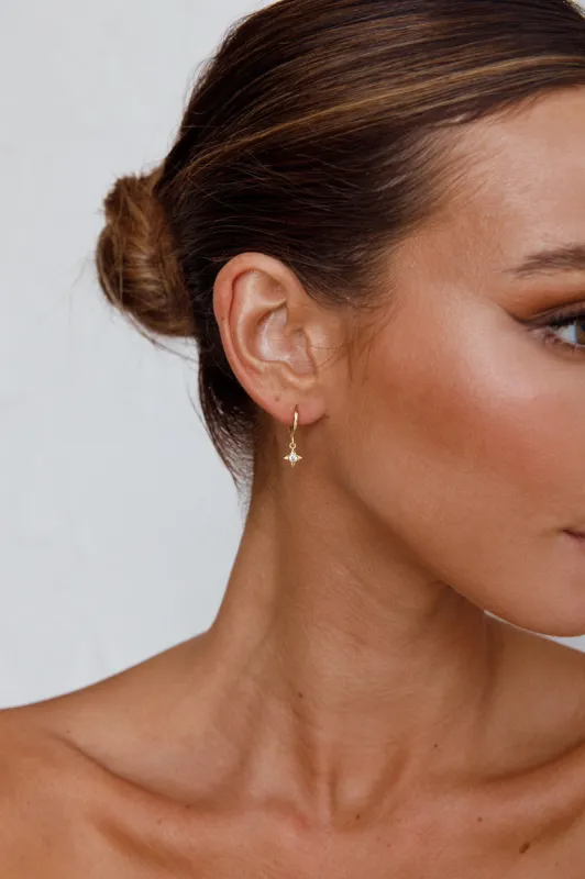 Lucida Drop Diamante Hoop Earrings Gold sold by Selfie Leslie