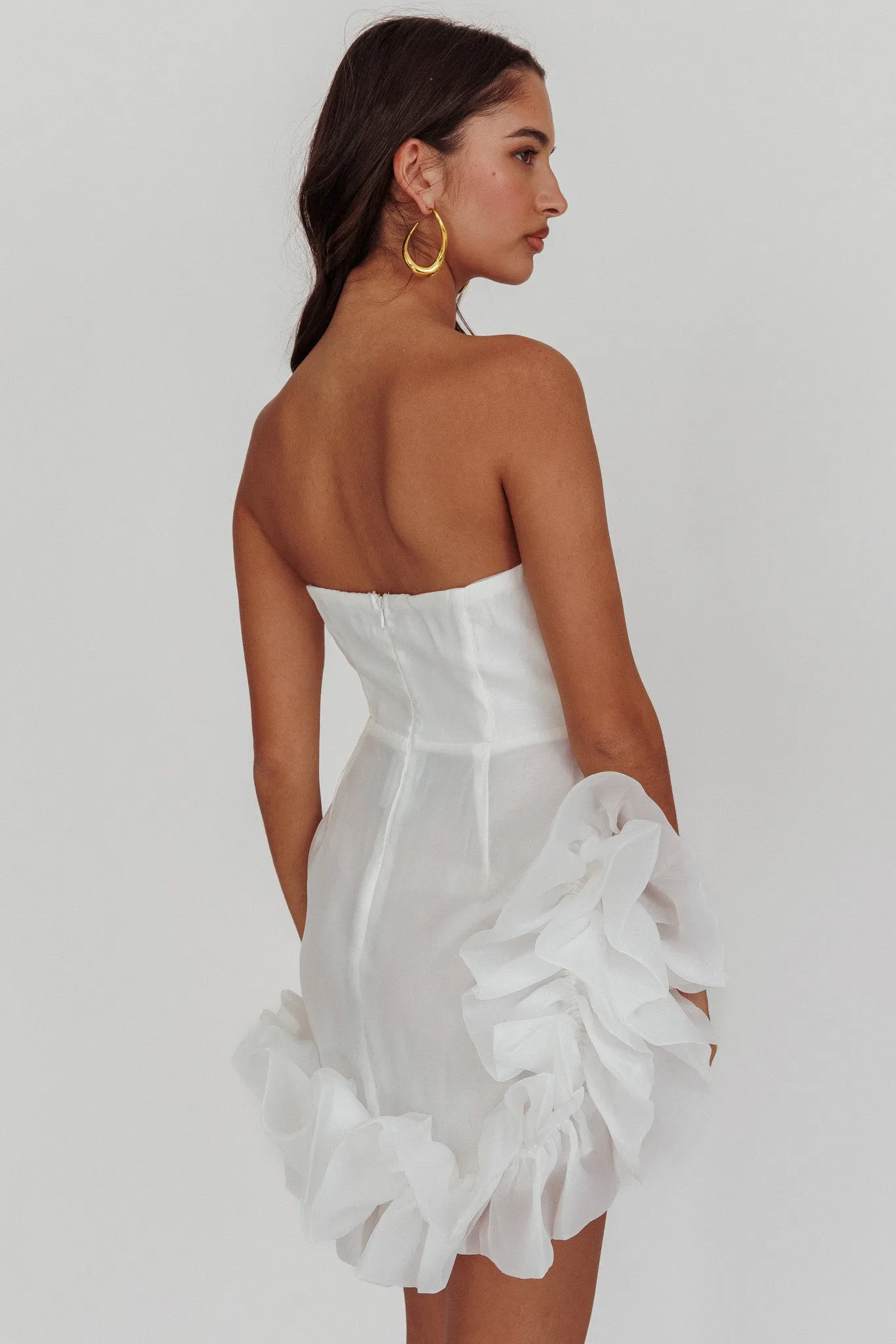 L'amour Toujours Frill Accent Mini Dress White sold by Selfie Leslie product image thumbnail 4