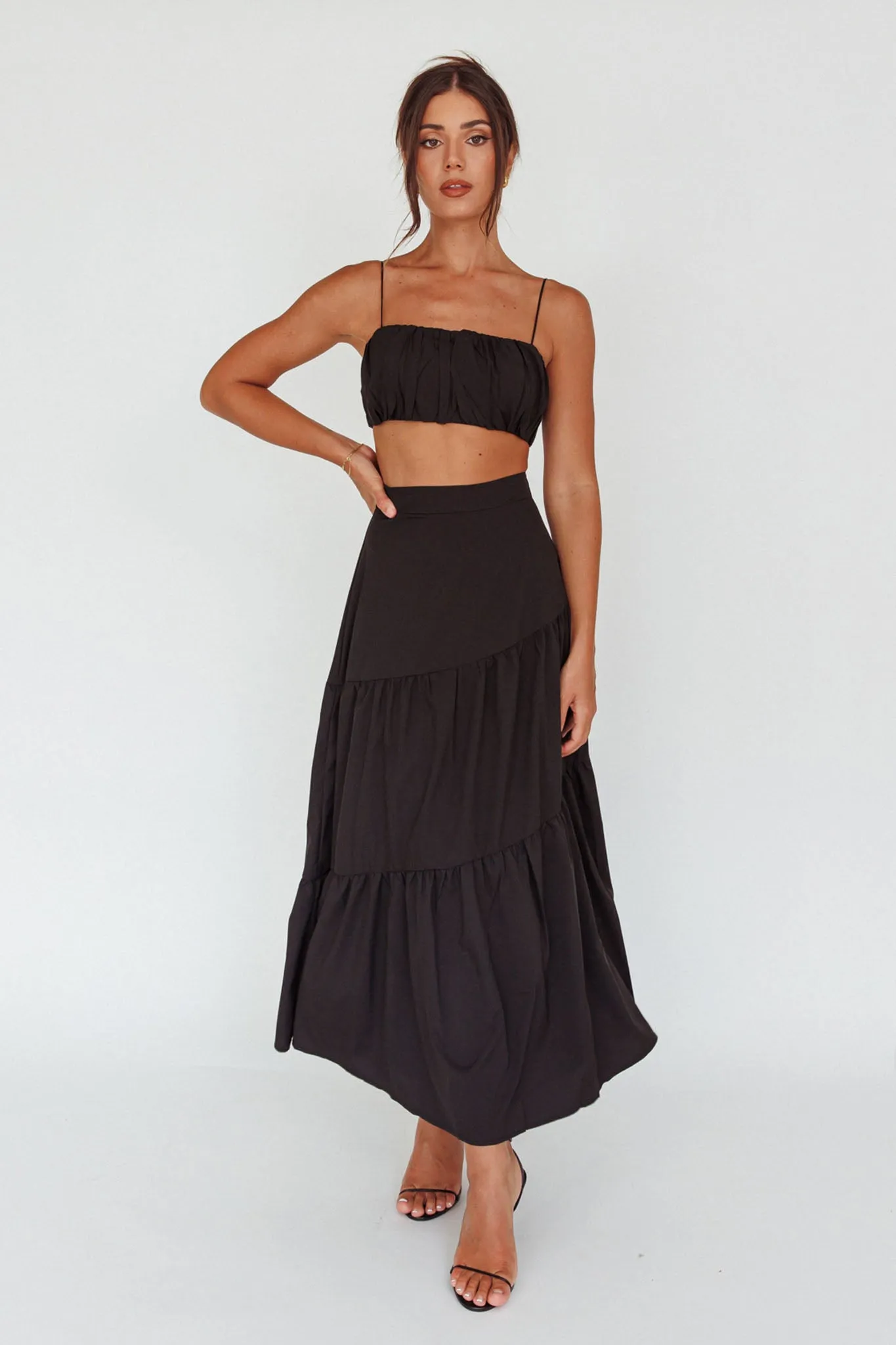 Bondi Waist Tie Maxi Skirt Black sold by Selfie Leslie