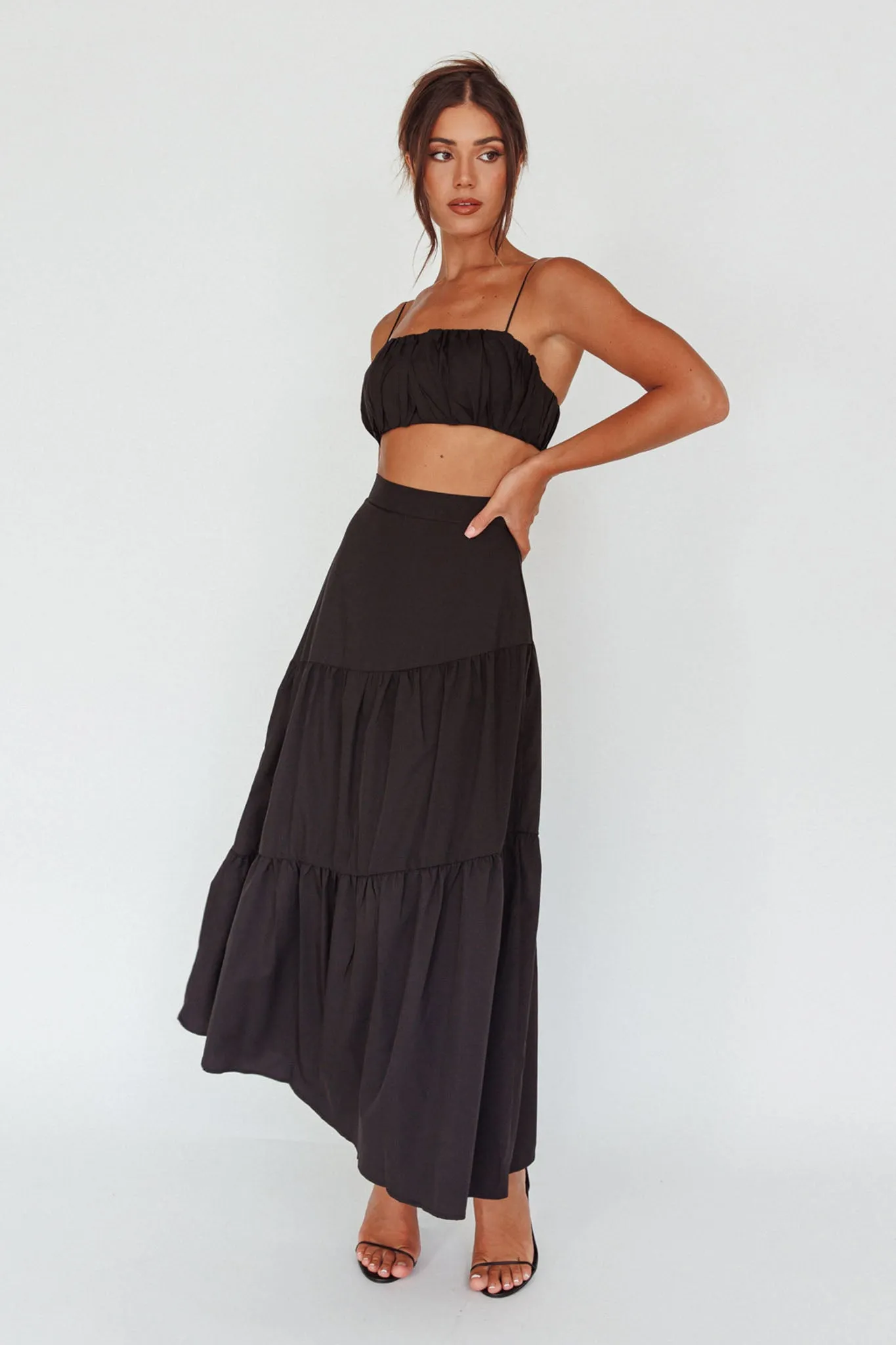 Bondi Waist Tie Maxi Skirt Black sold by Selfie Leslie product image thumbnail 5