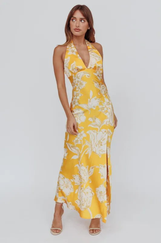 Brighter Days Halterneck Split Midi Dress Sun sold by Selfie Leslie