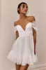 Pixi Off-Shoulder Lace-Up Back Mini Dress White sold by Selfie Leslie