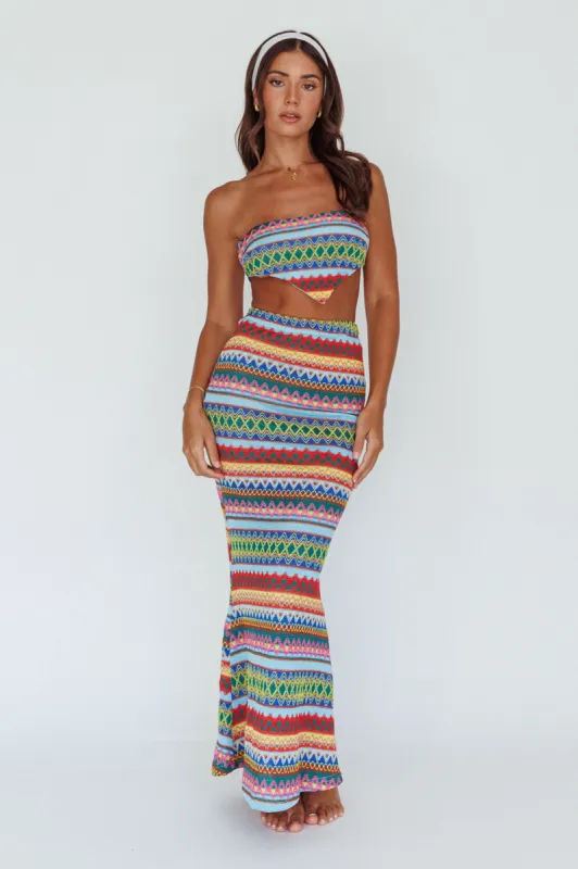 Tulum Knit Midi Skirt Blue Multi sold by Selfie Leslie