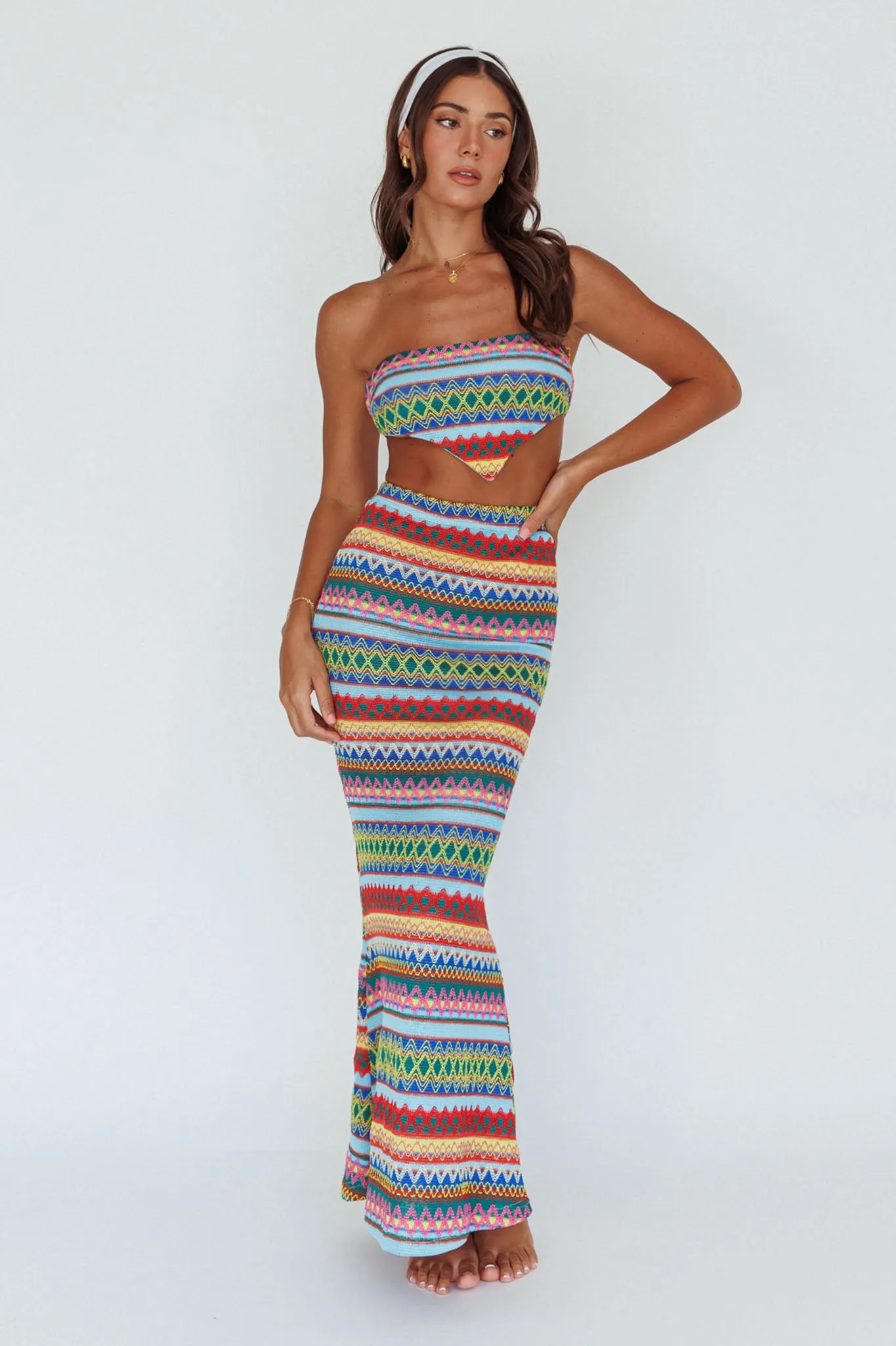 Tulum Knit Midi Skirt Blue Multi sold by Selfie Leslie product image thumbnail 3