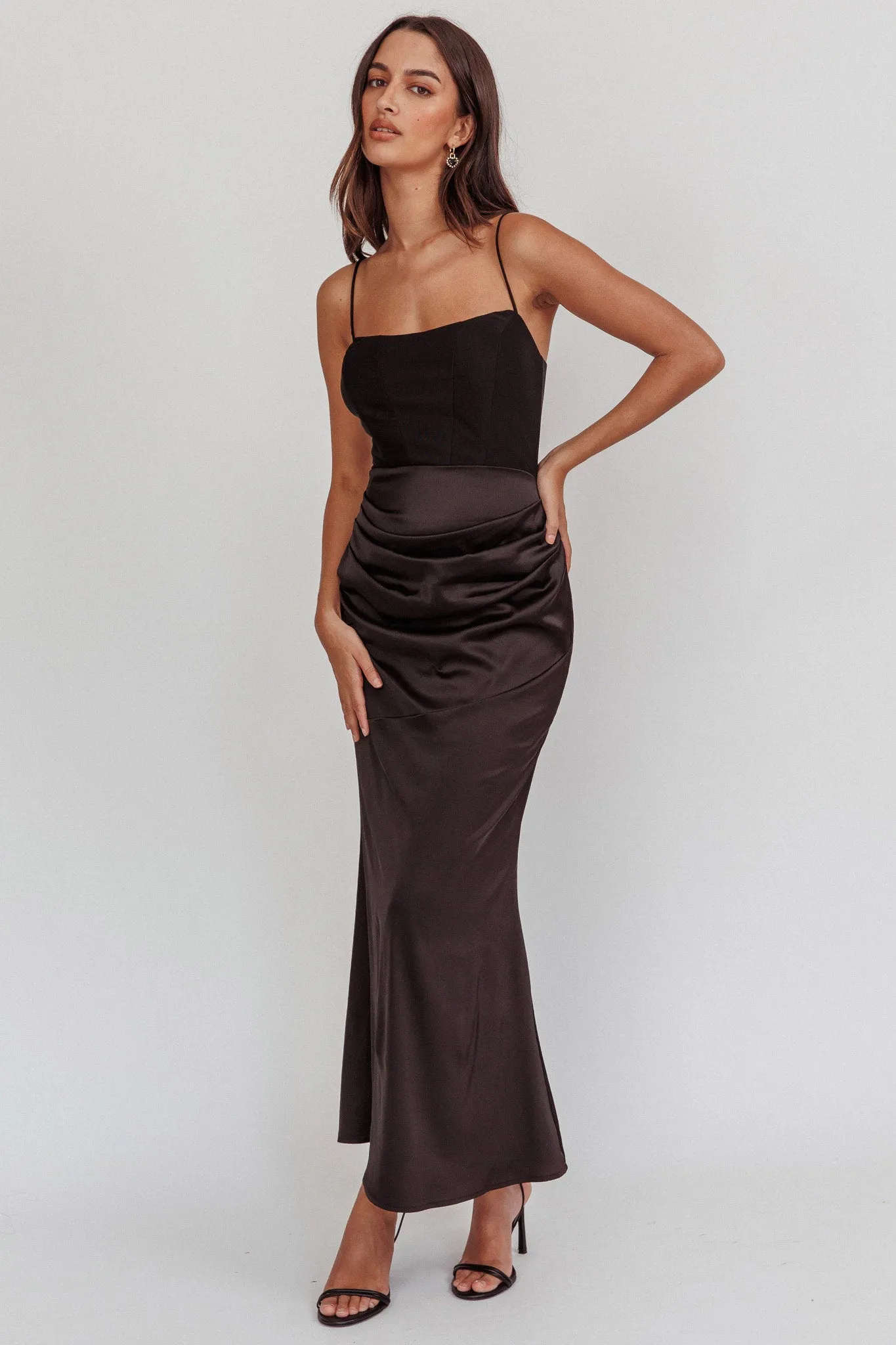 Morella Draped Waist Maxi Dress Black sold by Selfie Leslie