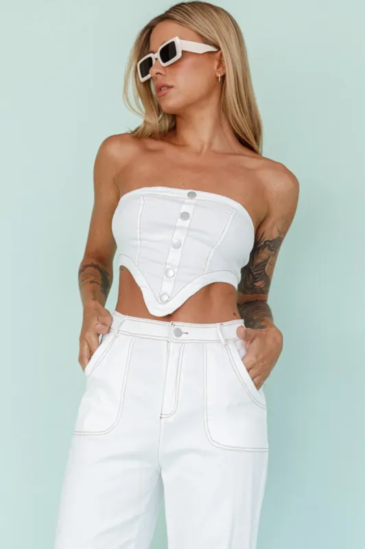 Uptown Strapless Crop Top White sold by Selfie Leslie
