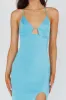 Summer Rose Front Split Midi Dress Teal sold by Selfie Leslie