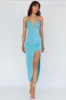 Summer Rose Front Split Midi Dress Teal sold by Selfie Leslie
