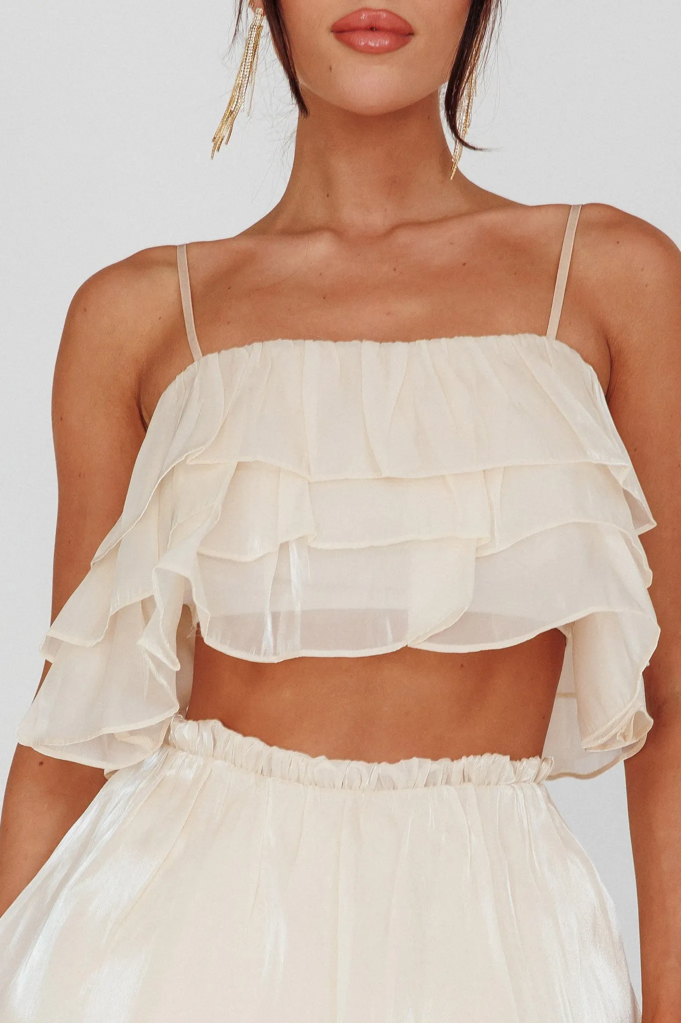 Easy To Love Layered Ruffle Crop Top Cream sold by Selfie Leslie product image thumbnail 4