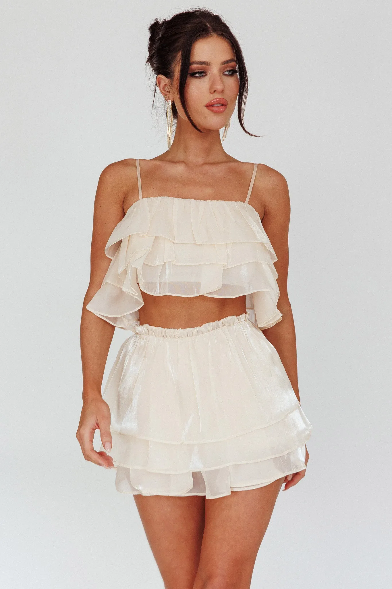 Easy To Love Layered Ruffle Crop Top Cream sold by Selfie Leslie product image thumbnail 5