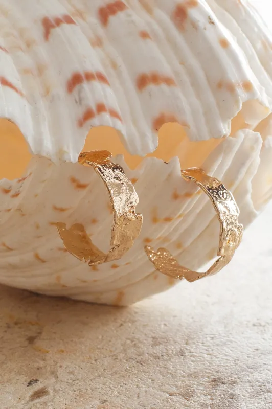 Sarissa Textured Half Hoop Earrings Gold sold by Selfie Leslie