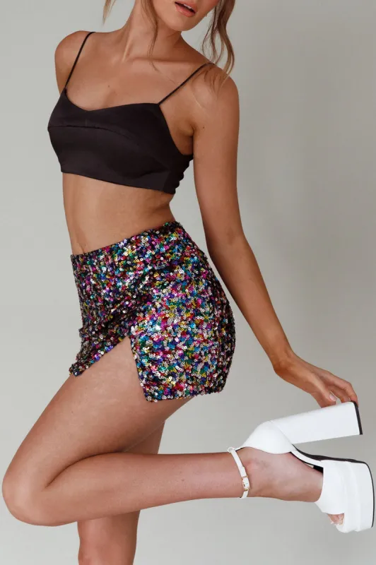 La Nuit Sequin Mini Skirt Multi sold by Selfie Leslie