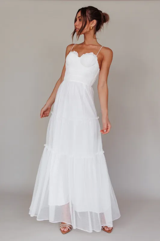 Calla Sweetheart Neckline Hail Spot Midi Dress White sold by Selfie Leslie