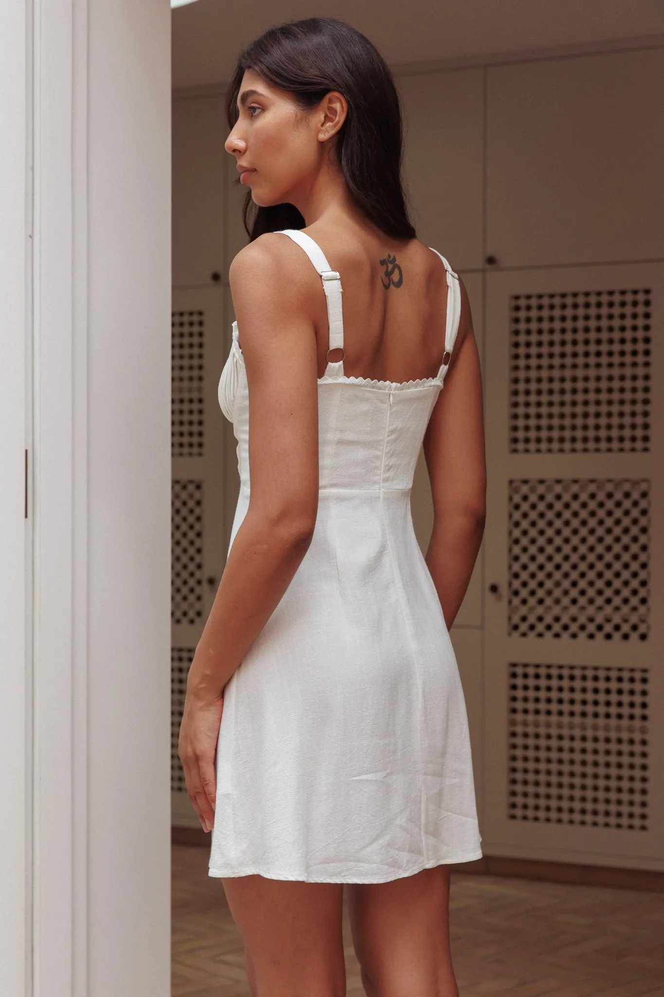 Day Dreamer Pintuck Pleat Mini Dress White sold by Selfie Leslie product image thumbnail 2