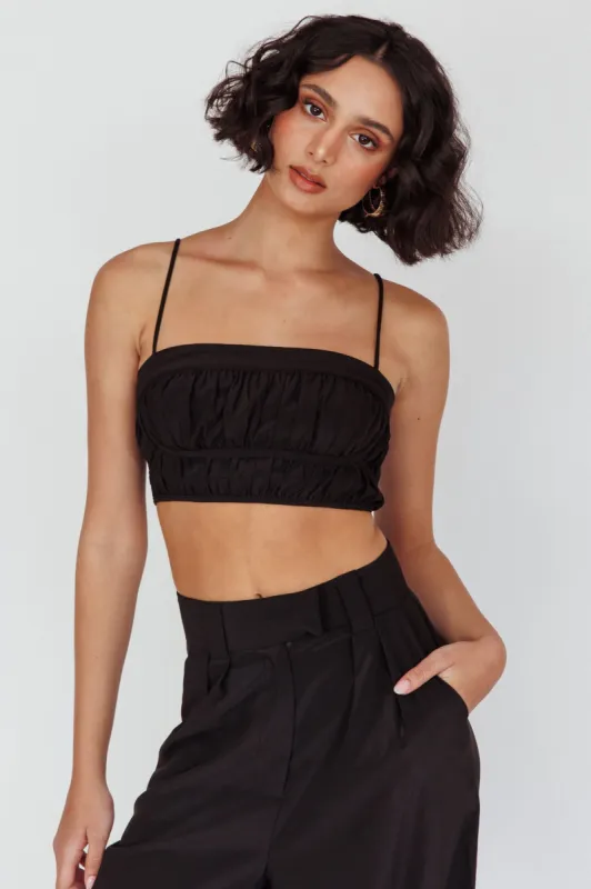 Regal Ruched Cami Crop Top Black sold by Selfie Leslie