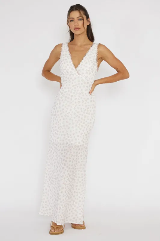 Miss Divine V-Neck Maxi Dress Flower Peach sold by Selfie Leslie
