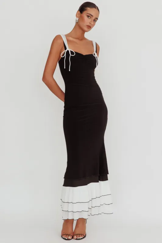 Daydreamers Ruffle Maxi Dress Black sold by Selfie Leslie