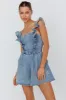 Nola Flared Ruffle Romper Denim sold by Selfie Leslie