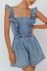 Nola Flared Ruffle Romper Denim sold by Selfie Leslie