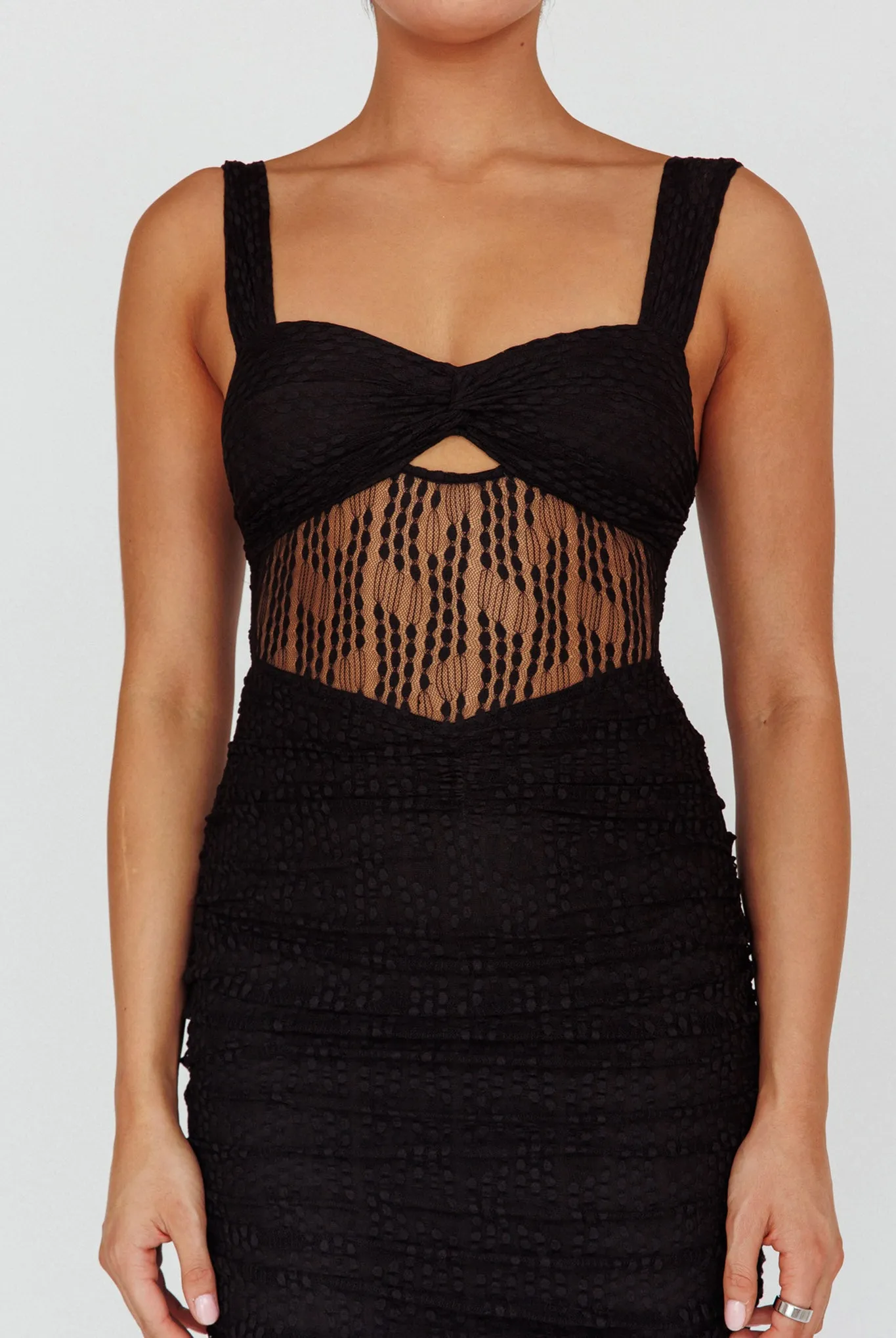 Oliana Embroidered Mesh Midi Dress Black sold by Selfie Leslie product image thumbnail 4