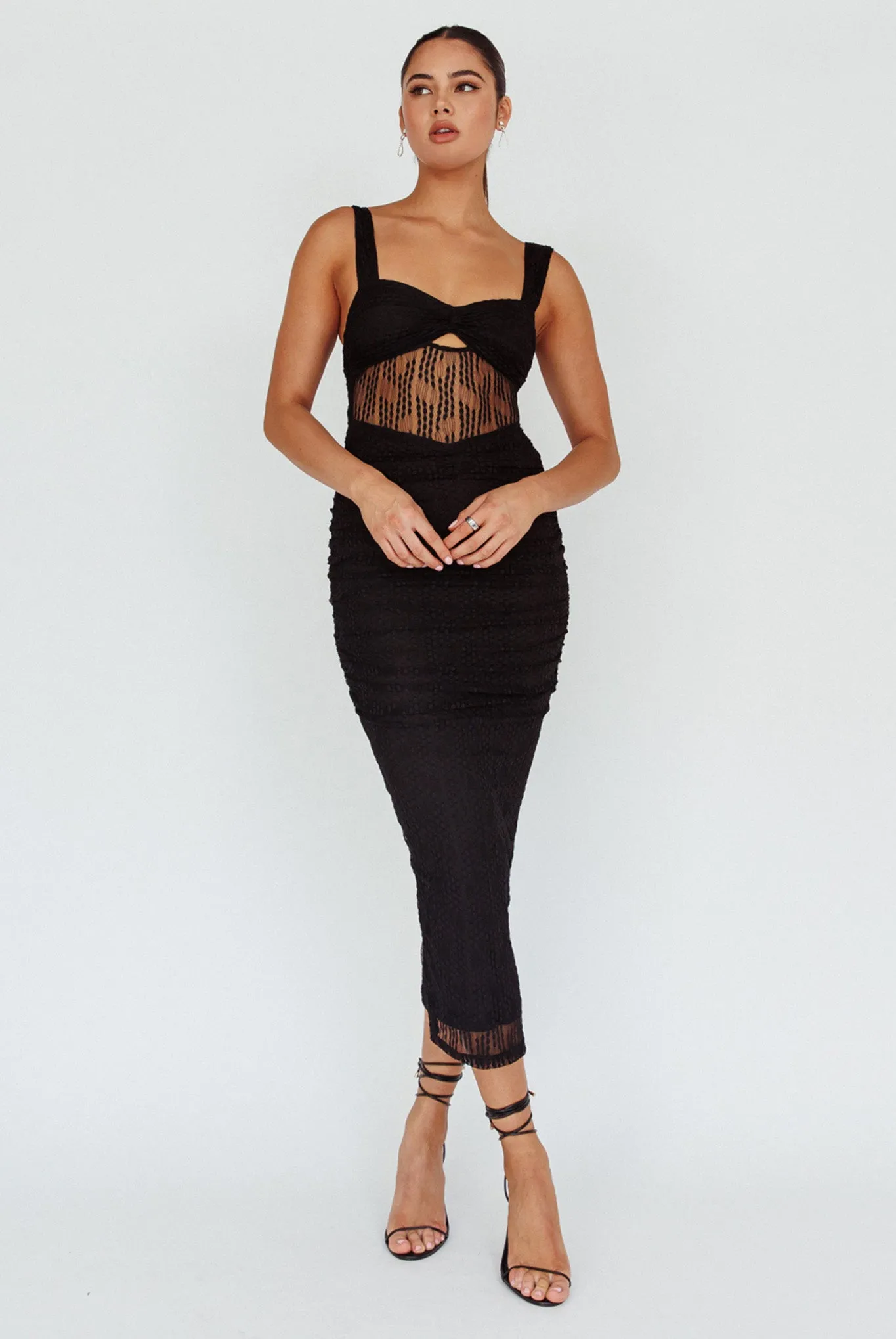 Oliana Embroidered Mesh Midi Dress Black sold by Selfie Leslie product image thumbnail 3