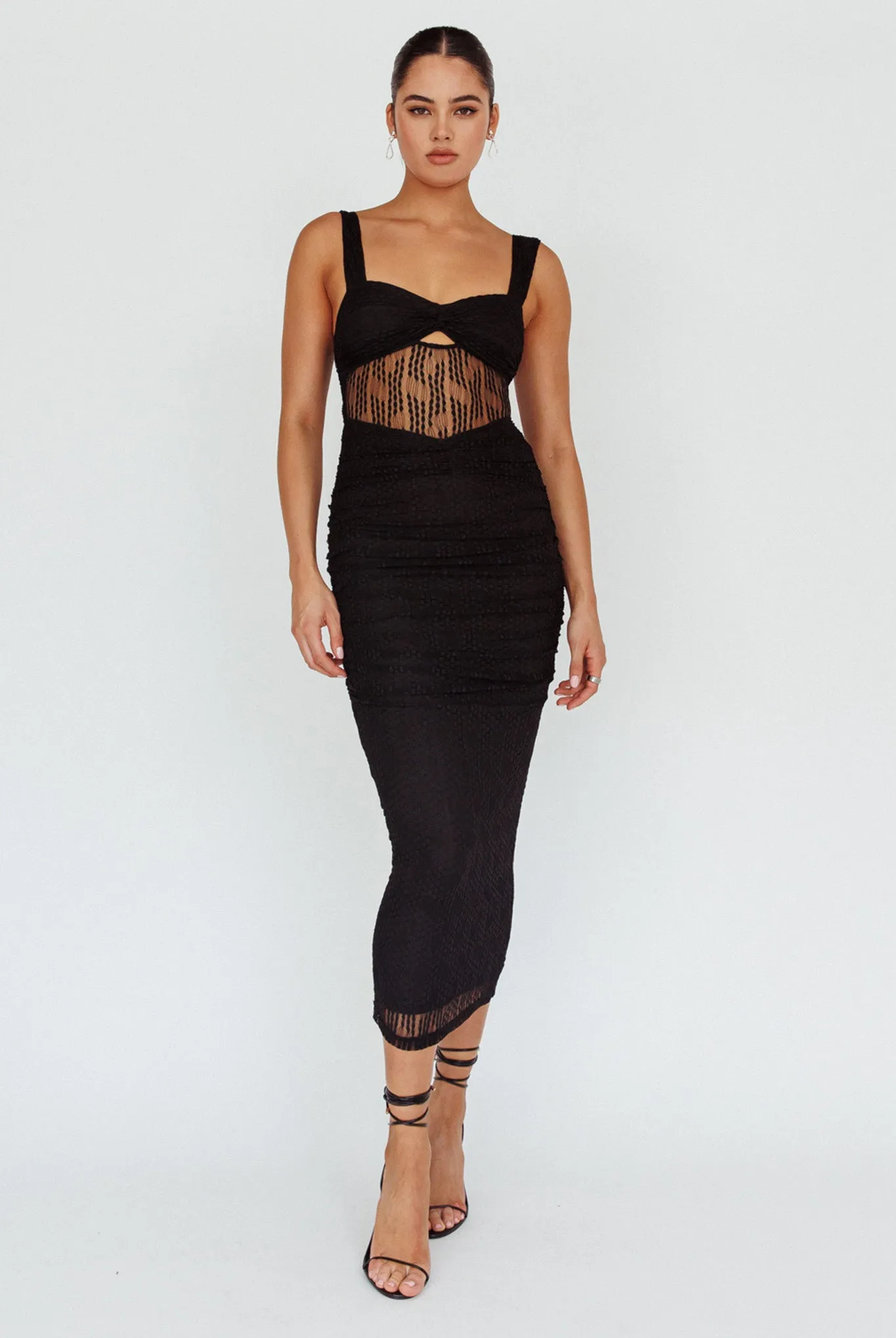 Oliana Embroidered Mesh Midi Dress Black sold by Selfie Leslie product image thumbnail 5