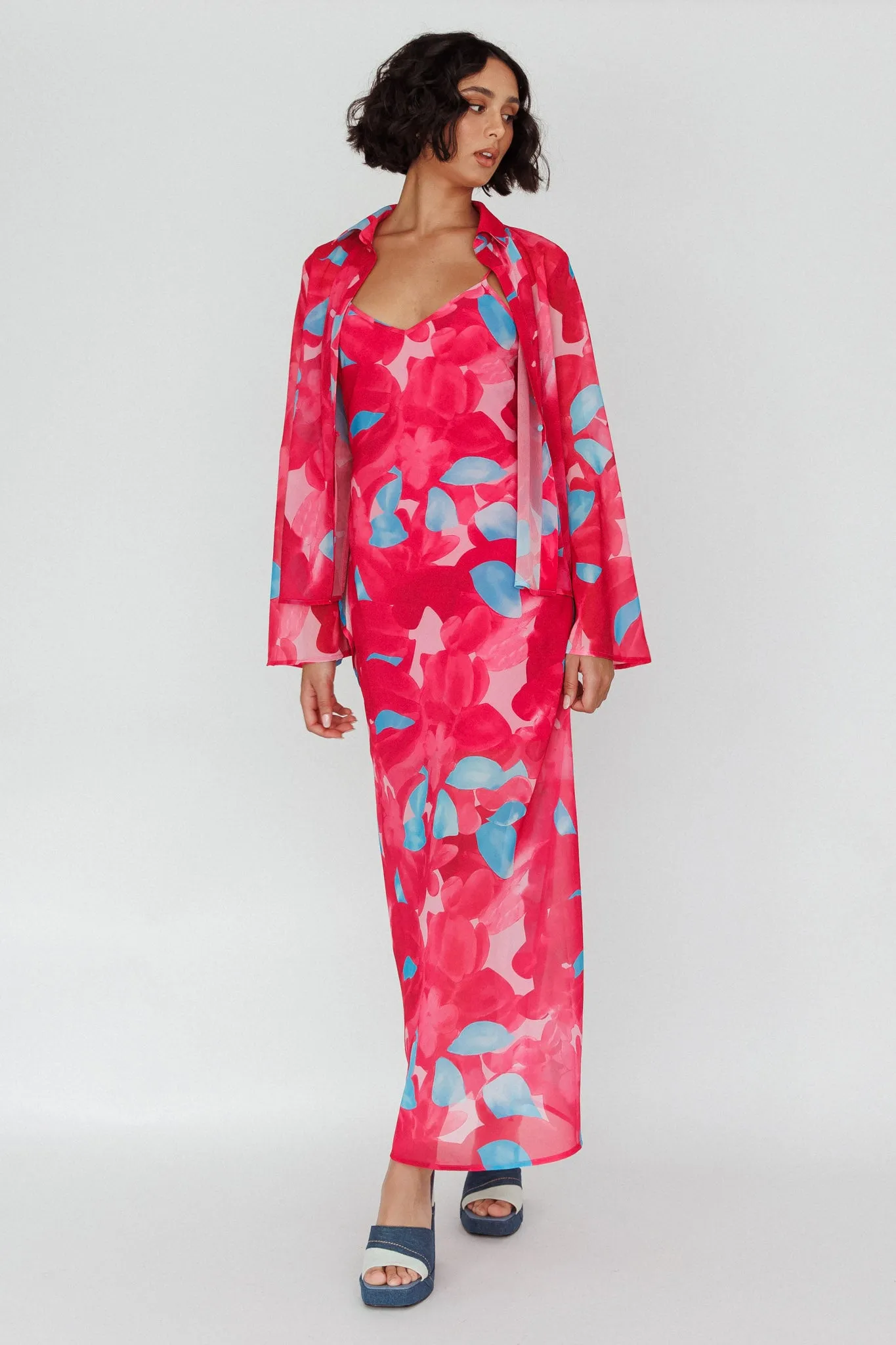 Stasi Flared Cuff Long Sleeve Shirt Floral Pink sold by Selfie Leslie product image thumbnail 3