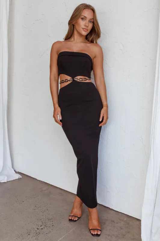 Cindi Cut-Out Chain Waist Maxi Dress Black sold by Selfie Leslie