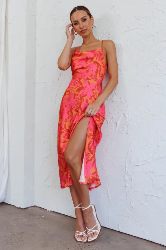 Suki Front Split Midi Dress Lily Pink sold by Selfie Leslie