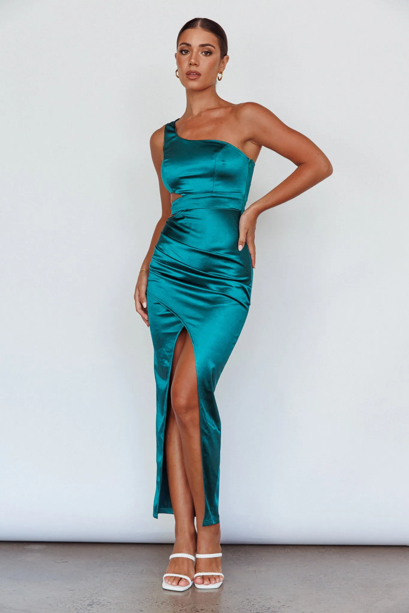 Night-Out One Shoulder Maxi Dress Green sold by Selfie Leslie product image thumbnail 3