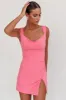 Giavanna Thigh Split Mini Dress Pink sold by Selfie Leslie