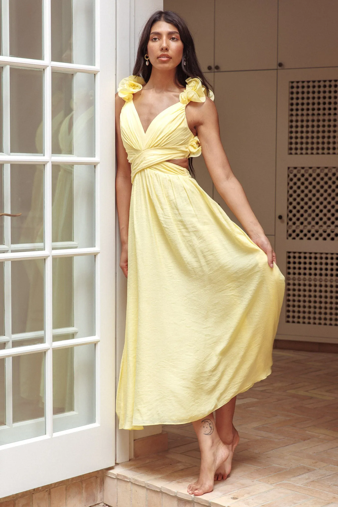 Madara Laced Back Ruffle Dress Yellow sold by Selfie Leslie product image thumbnail 3