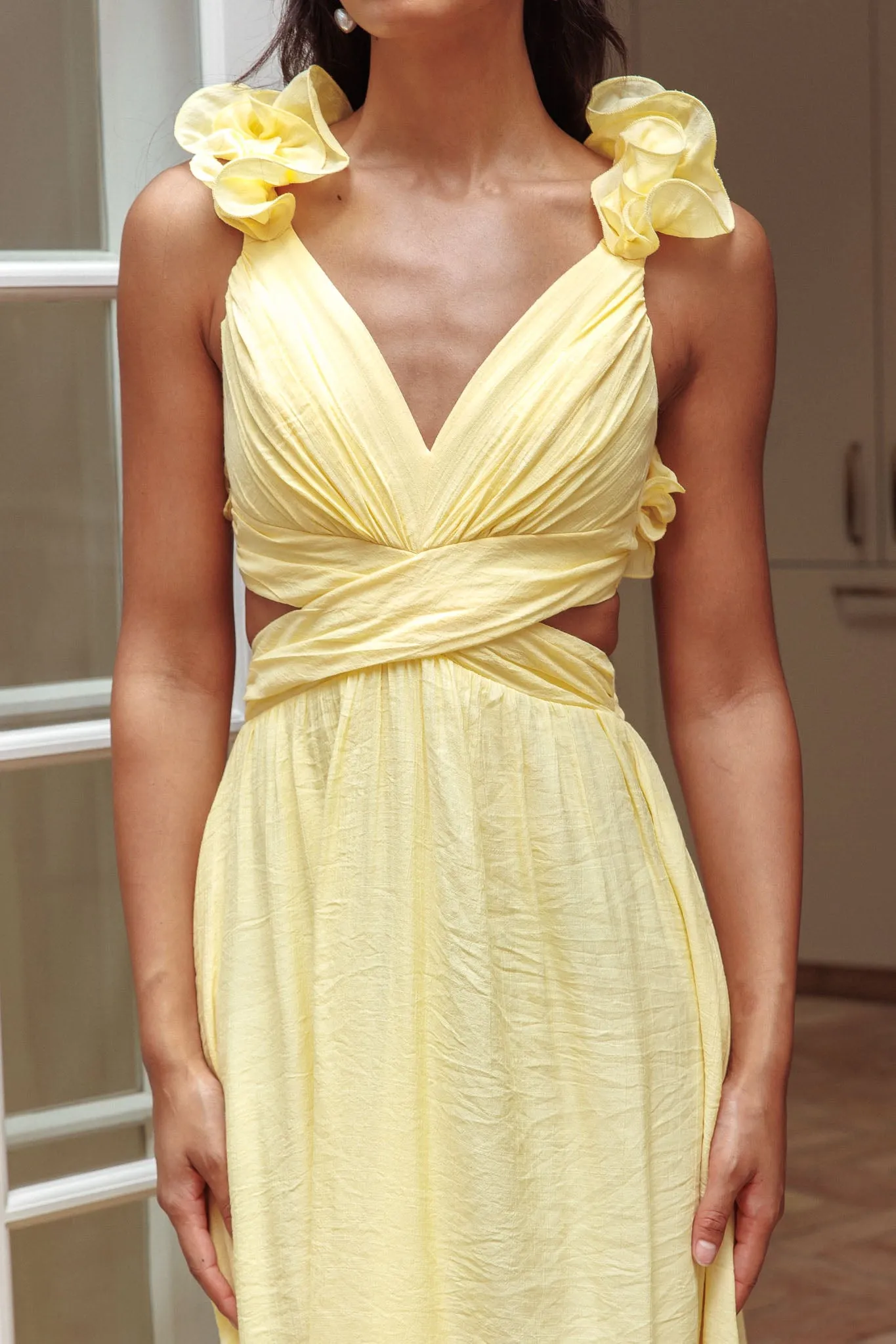 Madara Laced Back Ruffle Dress Yellow sold by Selfie Leslie product image thumbnail 4