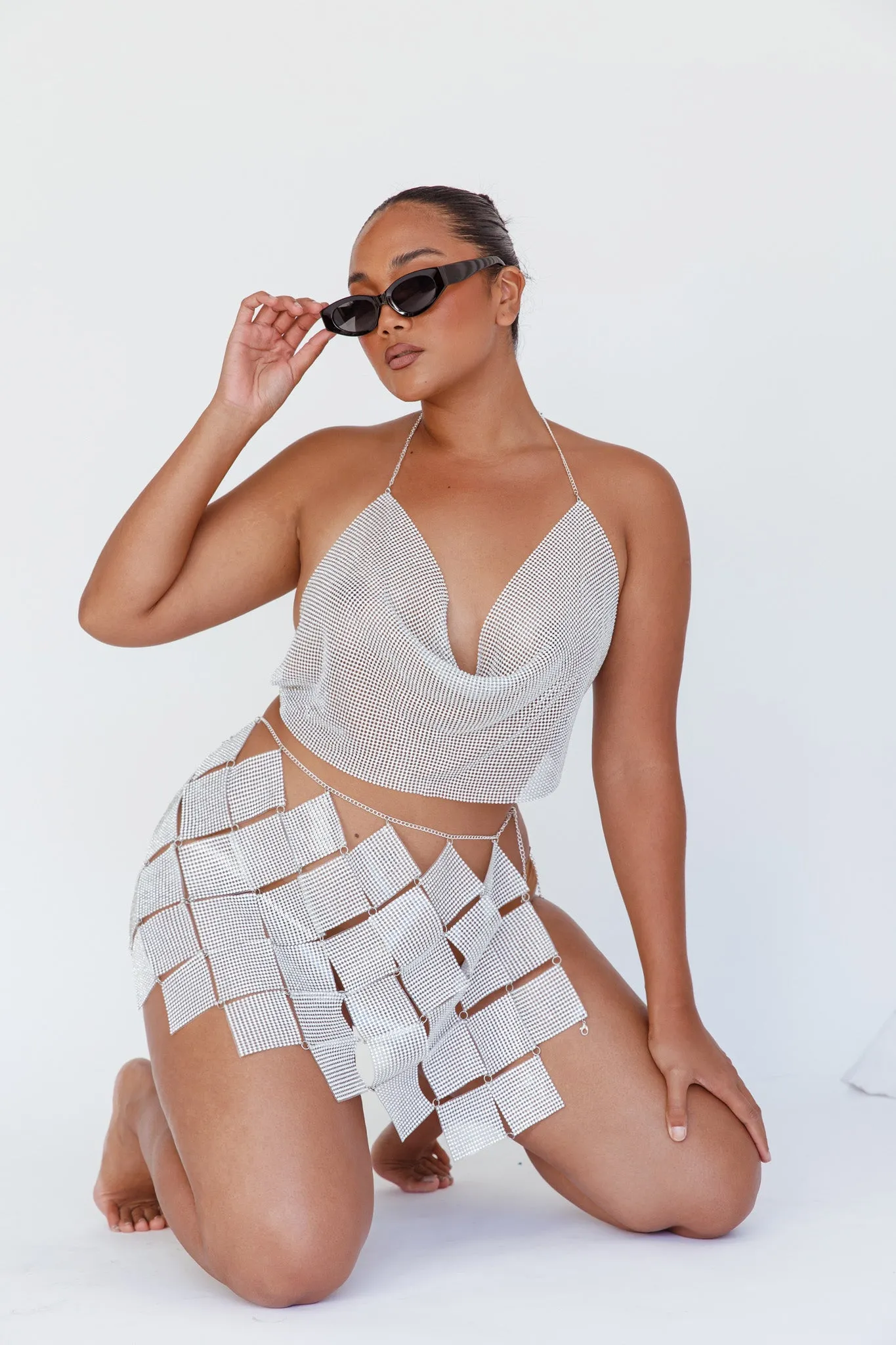 Vally Sequins Geometric Mini Skirt Silver sold by Selfie Leslie product image thumbnail 4