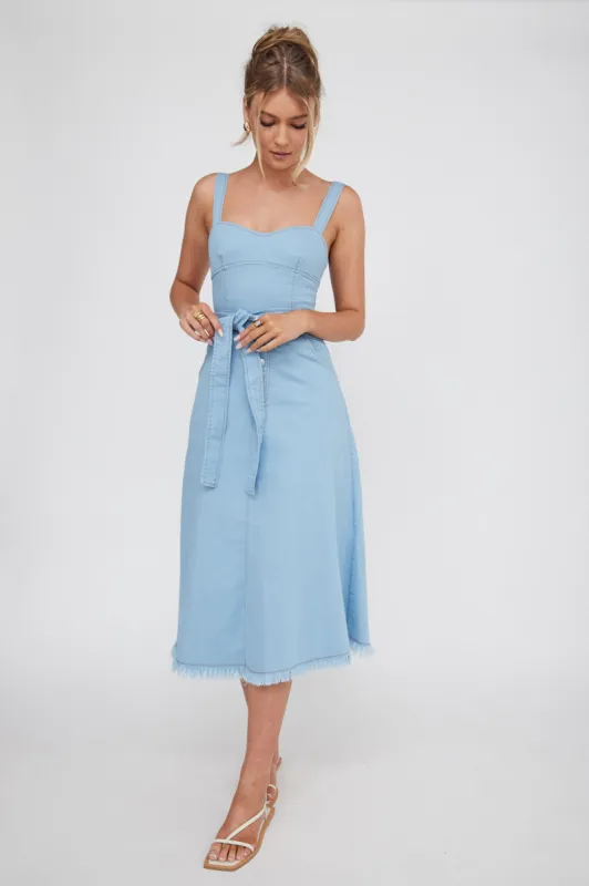 Zenyl Raw Hem Midi Dress Blue sold by Selfie Leslie