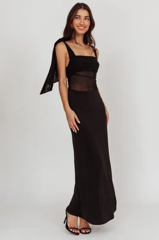 Starry Eyed Mesh Waist Maxi Dress Black sold by Selfie Leslie