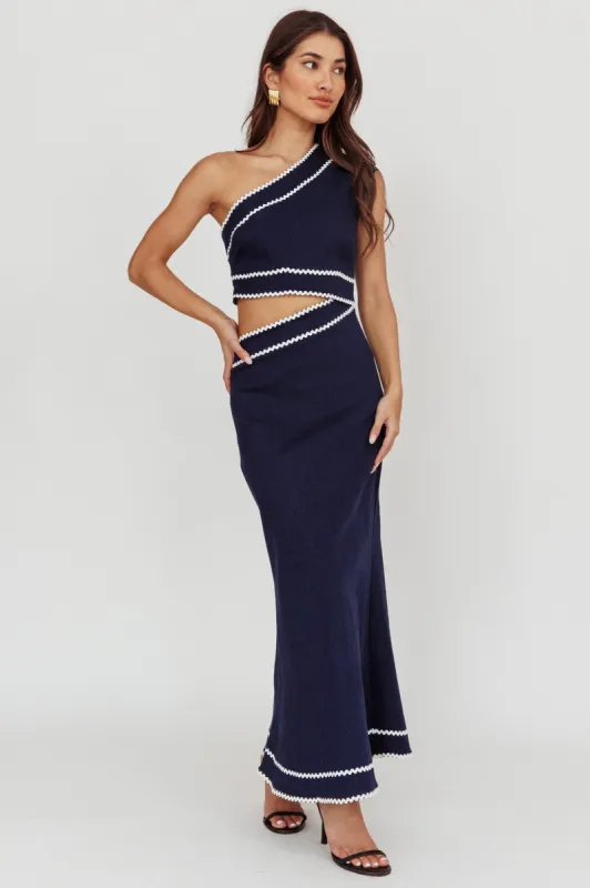 Mahli One-Shoulder Cut-Out Maxi Dress Dark Denim sold by Selfie Leslie