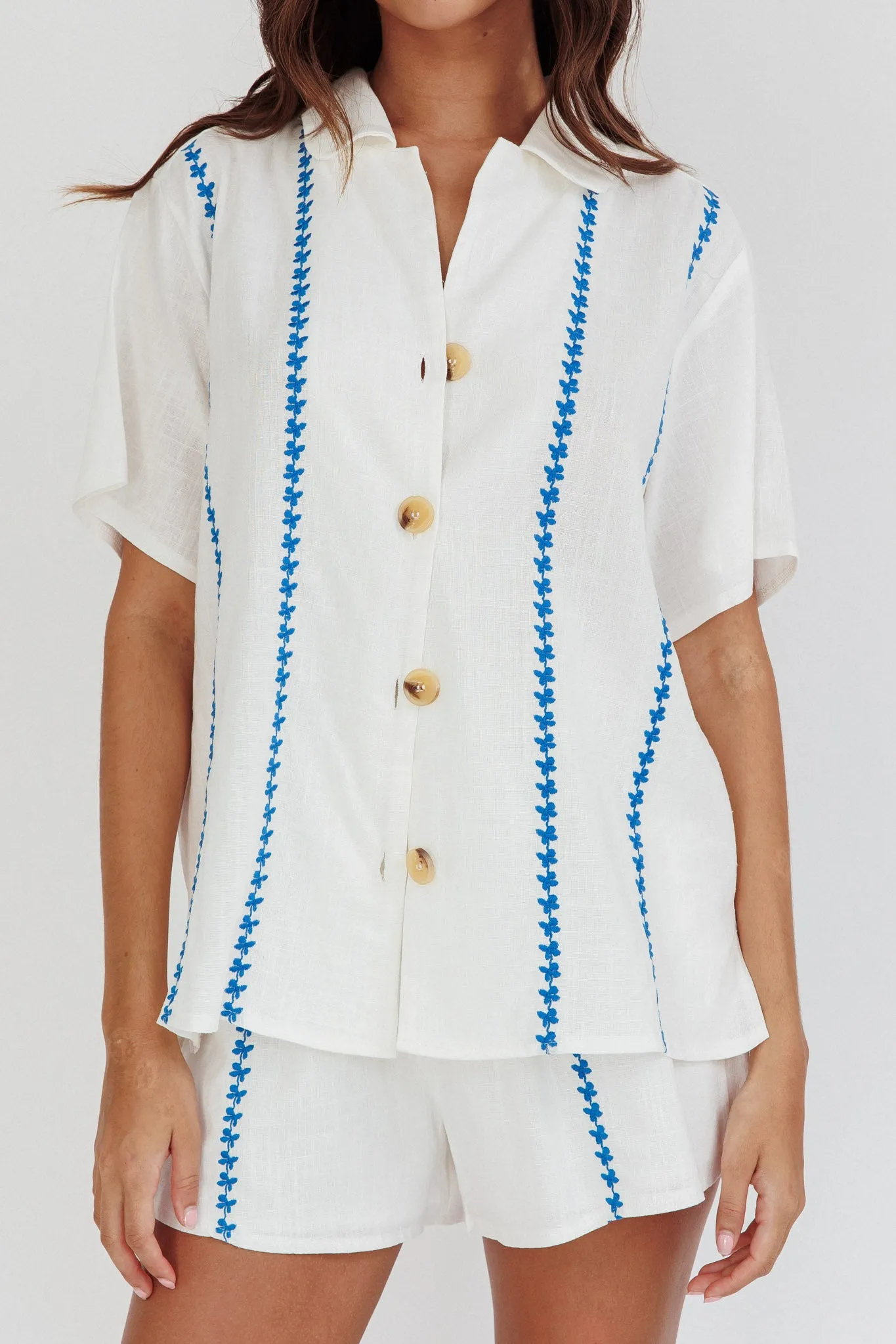 Swing Of Things Embroidered Shirt White sold by Selfie Leslie product image thumbnail 4