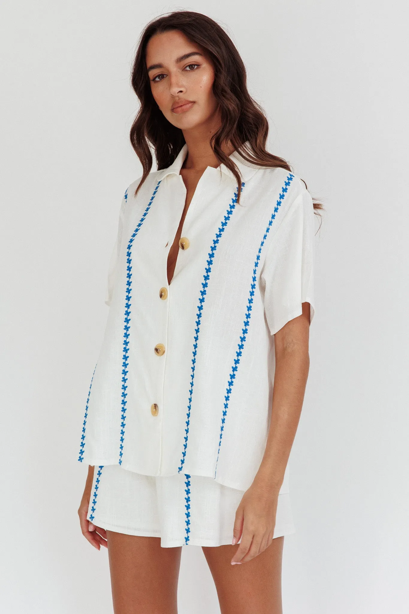 Swing Of Things Embroidered Shirt White sold by Selfie Leslie