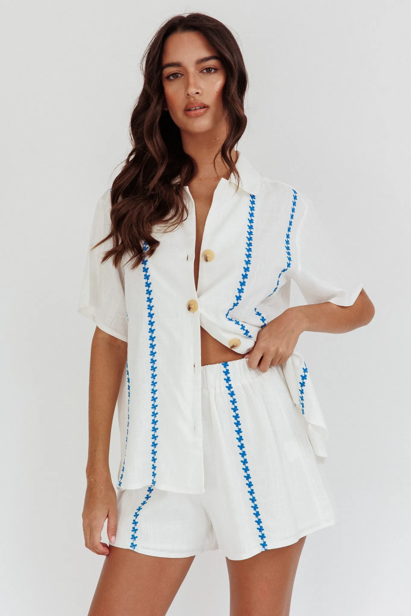 Swing Of Things Embroidered Shirt White sold by Selfie Leslie product image thumbnail 5