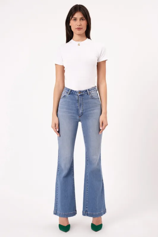 ROLLA'S Eastcoast Flare Ankle Jeans Mid Vintage Blue sold by Selfie Leslie